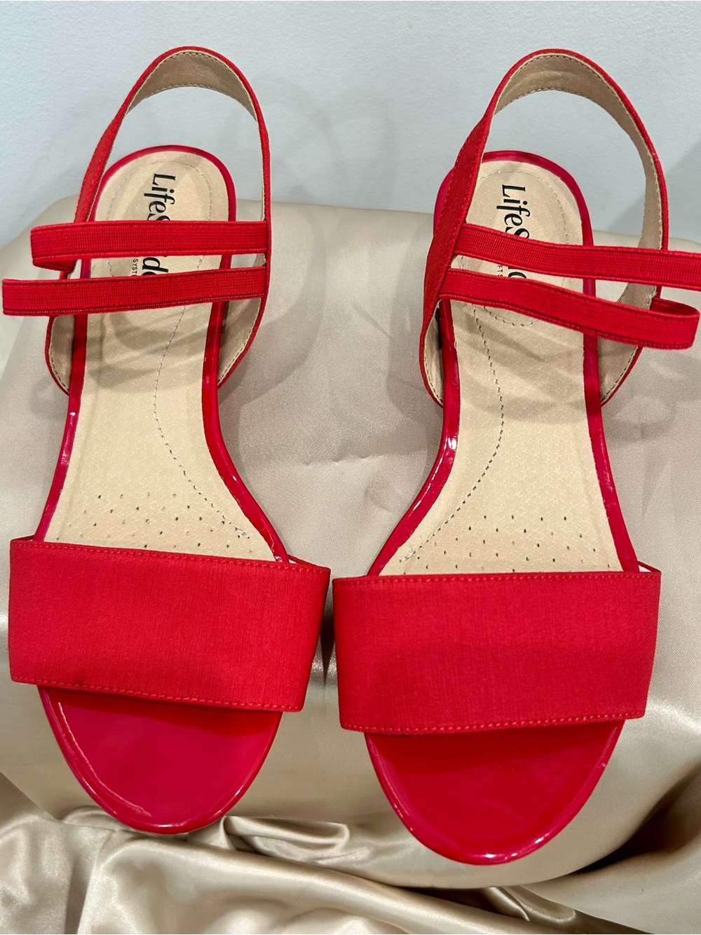 Life Stride Red Slingback Open-Toe Sandals